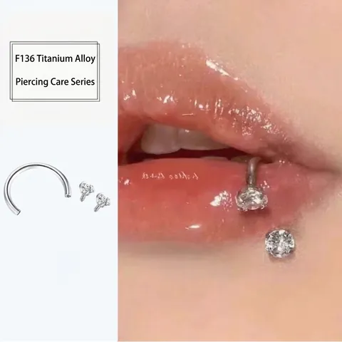 Horseshoe Circular Barbell F136 Titanium Alloy Internal Thread Piercing Jewelry With Zircon For Lip Helix Tragus