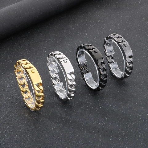 Bracciale A Catena Cubana Da Uomo In Acciaio Inossidabile 316L Punk Hip Hop Gioielli Minimalisti