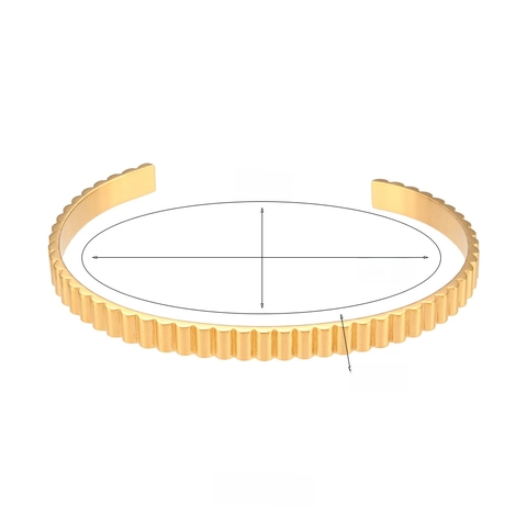 Bracciale Rigido Aperto in Acciaio Inossidabile per Donna Placcato Oro 18K Trama a Catena Smalto Agata Intarsiato Strass Gioielli