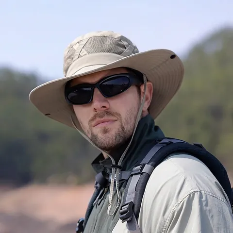 Cappello Da Pescatore Esterno Nylon Tesa Larga Protezione UV Rete Traspirante Cappello Da Sole Per Pesca Trekking Uomo Regolabile