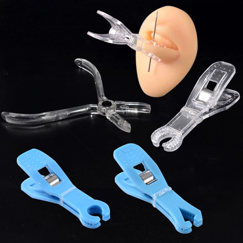 Acrylic Body Piercing Clamps Tools Disposable Sterilized Forceps Triangular Round Mouth Ear Navel Piercing Assistant