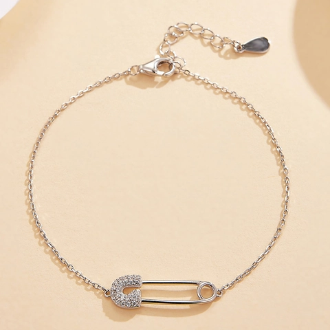 Bracciale Spilla da Balia Graffetta in Argento Sterling 925 da Donna Con Zirconia Incastonata Gioielli alla Moda Delicati Bracciale Argento Minimalista