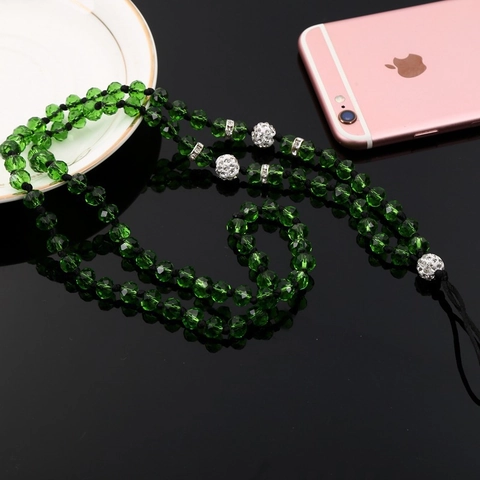 Cordon De Téléphone Perlé En Cristal Dragonne De Cou Anti-Perte Alliage Coloré Strass Charme Fait Main Pour Femmes