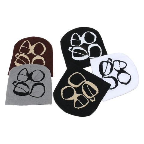 Y2K Strickmütze Beanie Acryl Warm Winter Gothic Brillen Jacquard Pullover Für Herren Damen Hip Hop Streetwear