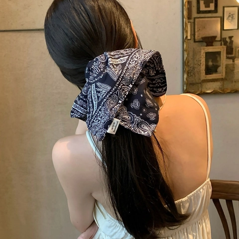Chouchou Noeud En Tissu À Imprimé Paisley Et Pince À Cheveux Vintage Style Français Coiffure Élégante Femmes