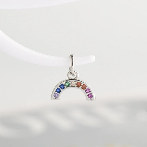 Mini Collana con Ciondolo a Ferro di Cavallo Arcobaleno in Rame Placcato Oro Argento Strass Colorati Ciondolo a U per Donna