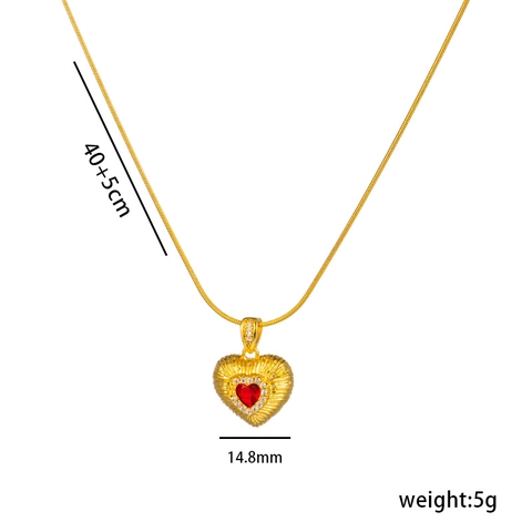 18K Verguld Roestvrij Staal Hart Hanger Ketting Smaragd Robijn Zirconia Ingelegd Slangenketting Sieraden Vrouwen
