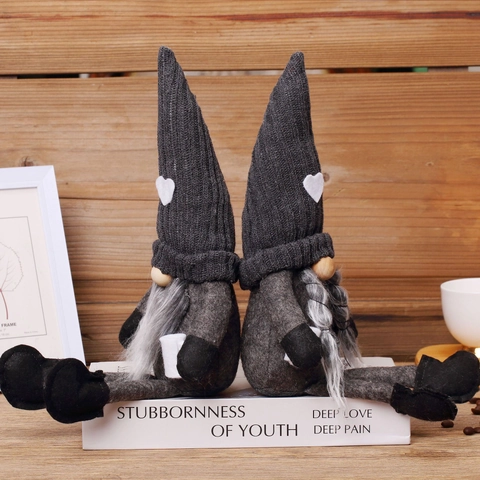 Gnome De Noël Poupée Sans Visage Ornement Tricot Chapeau Long Patch Cœur Peluche Nordique Rudolph Décoration Table