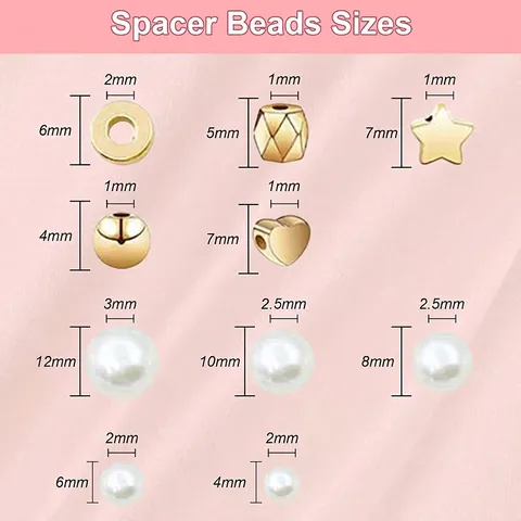 DIY Jewelry Making Kit Featuring Faux Artificial Pearl Beads And Golden Spacer Beads For Elegant Bracelet Necklace Crafting