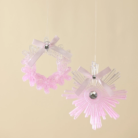 Addobbi Natalizi Pendenti In Acrilico Glitter Rosa Fiocco Di Neve Farfalla Pegaso Decorazione Per Feste Casa