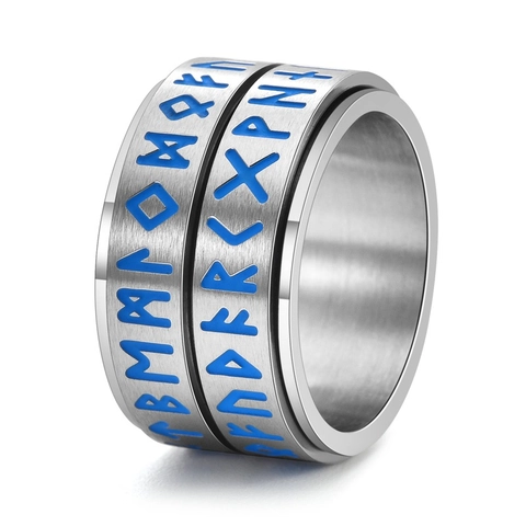 Nordic Wikinger Runen Leuchtender Spinner Ring Edelstahl Drehbar Punk Band Schmuck Für Männer Frauen
