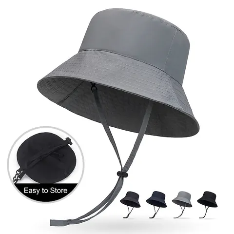 Polyester Schnelltrocknender Anglerhut Verstellbares Windseil Breite Krempe Faltbar Tragbar Atmungsaktives Mesh Sonnenhut