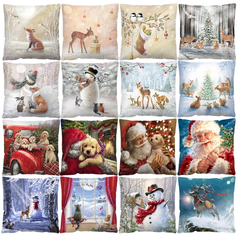 Weihnachts-glamour Weihnachtsmann Schneemann Kurze Plüschkissenbezüge Couch & Sofa Dekor