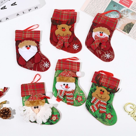 Calze Di Natale Ornamenti Appesi Babbo Natale Pupazzo Di Neve Renna Per Albero Decorazione Casa Festa Tessuto Peluche Quadri