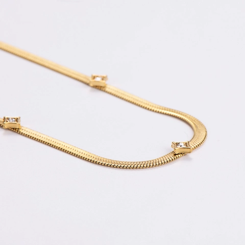 Franse Retro Verguld Roestvrij Staal Slangenketting Halskette Ster Strass Sleutelbeenketting Vrouwen Mode Sieraden