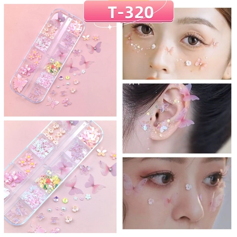 Decoraciones Uñas Mariposa Flor Resina Tela Diamantes Imitación Pegatinas Maquillaje Facial Accesorio Escenario DIY