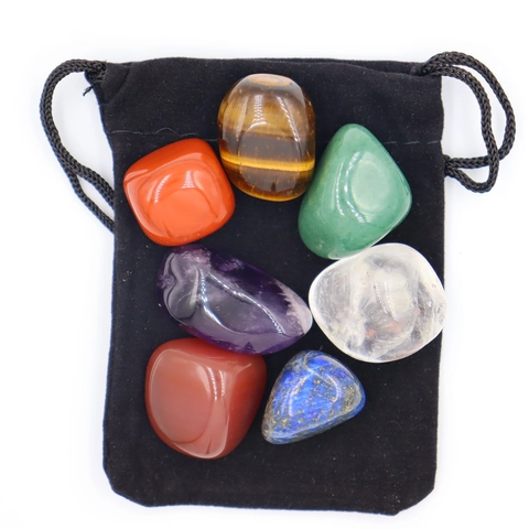 Natürliche Heilung Chakra Kristall Steine Yoga Meditation Polierte Trommelsteine Home Deko Energie Steine Mit Samtbeutel