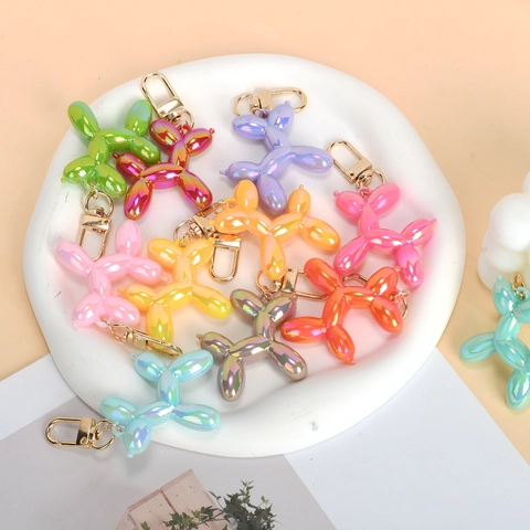 Porte-clés Chien Ballon Irisé Résine Éclat Métallique Pendentif Animal Créatif Accessoire De Mode Pour Sac