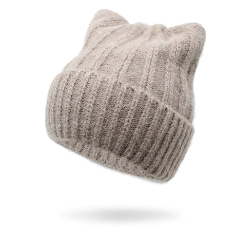Gorro De Punto Algodón Pelo De Conejo Protección Orejas Gorra Invierno Cálida Estilo Japonés Color Sólido Suave Peluda