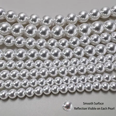 Hoogglans Ronde Glazen Kunstparels Gladde Losse Kralen Met Recht Gat Voor DIY Sieraden Maken Armband Handwerk