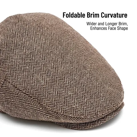 Casquette Gavroche Homme Classique Britannique Chevrons Tweed Vintage Plate Bérets Pare-Soleil Chaud Polyester Coton