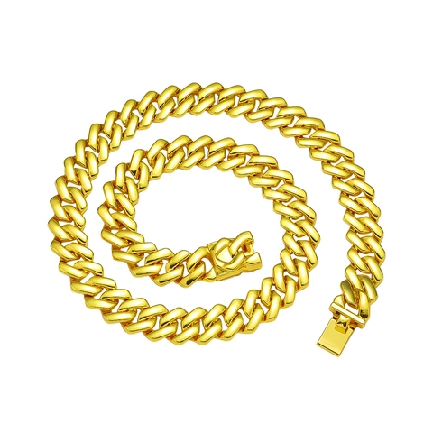 Collier Chaîne Cubaine Hip Hop Alliage De Zinc Poli Lisse Style Punk Bijoux Mode Streetwear Pour Hommes Femmes
