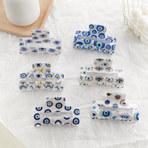 Hair Claw Clips Evil Eye Muster Acetat Große Haarklammer Bohemian Stil Haarschmuck Für Frauen Irisierend
