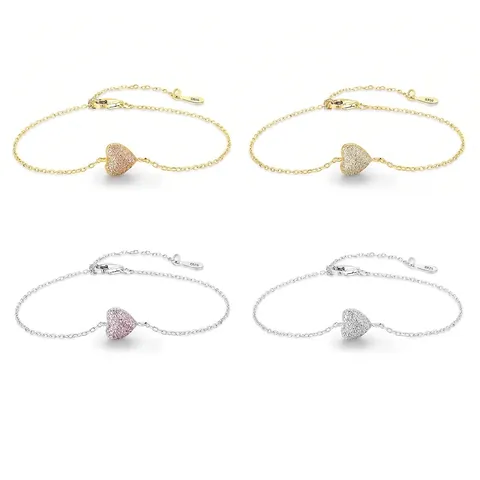 Heart Bracelet 925 Sterling Silver Inlaid Zircon Romantic Minimalist Luxury Hand Jewelry For Women