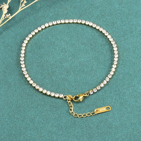 Tennis Enkelbandje Armband 316L Titanium Staal 18K Verguld Zirkonia Ingelegd Verstelbaar Voor Dames Zomer Sieraden