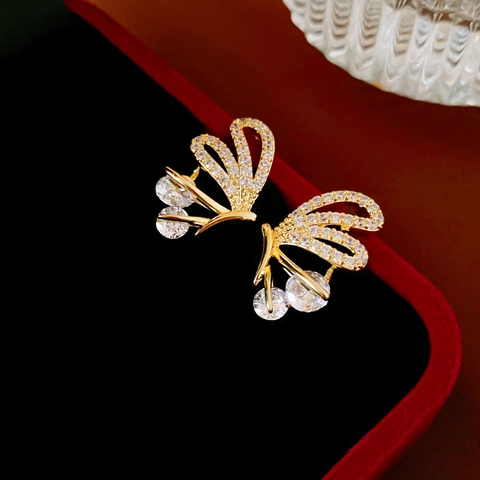 Orecchini A Lobo Farfalla Rame Placcato Oro Con Zircone E Perno In Argento Sterling 925 Gioielli Eleganti Per Donna