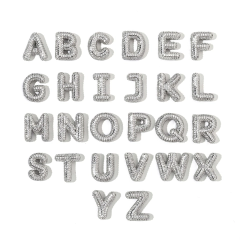 Bubble Letter Pendant Necklace Personalized Initial Alphabet Copper Zircon Paved Silver Tone Hip Hop Jewelry Men Women