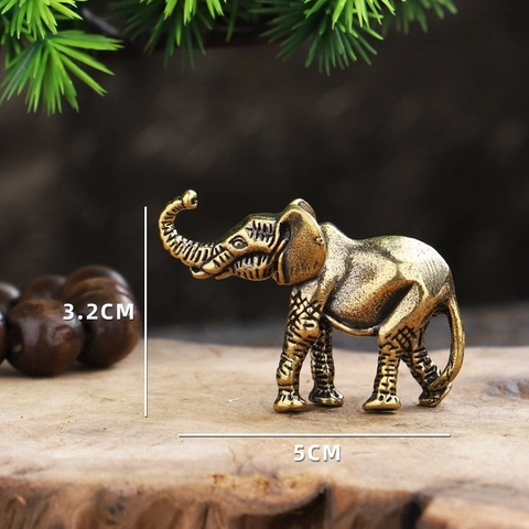 Figura De Elefante De Latón Antiguo Estatua De Riqueza De La Suerte Miniatura Ornamento De Escritorio Escultura De Animal
