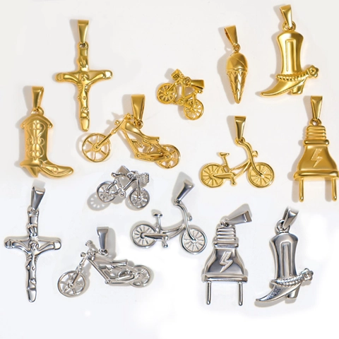 Ciondoli In Acciaio Inossidabile Vintage Retro Croce Moto Stivali Gioielli DIY Forme Novità Per Collane