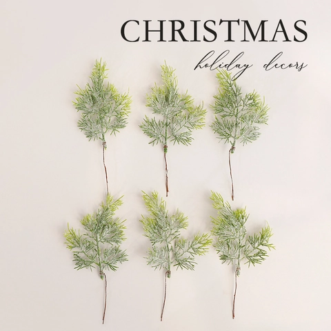 Frosted Artificial Christmas Pine Branches Eucalyptus Stems Faux Snow Winter Holiday Home DIY Floral Decor