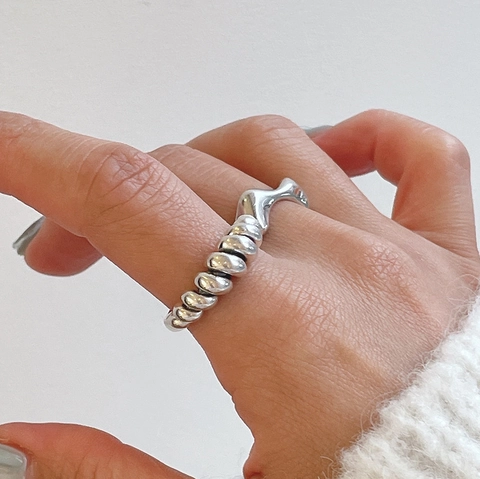 925 Sterling Silver Ring For Women Twisted Rope Minimalist Adjustable Open Retro Geometric Fashion Hand Accessory