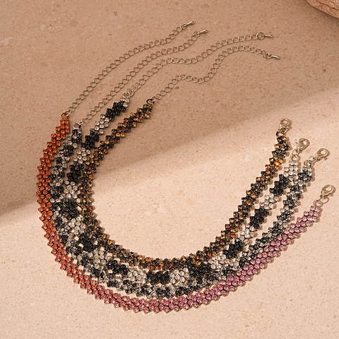 Gargantilla Geométrica Aleación Diamantes De Imitación Color Contraste Patchwork Vintage Joyería Para Mujer
