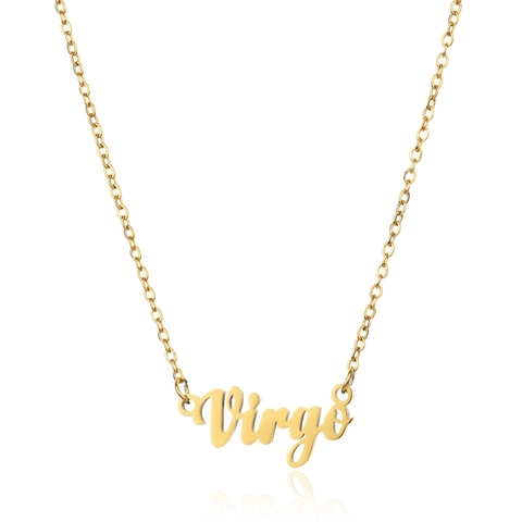 Collar Signo Del Zodiaco Chapado En Oro 18K Acero Inoxidable Colgante Letra Joyería Para Mujeres Doce Constelaciones Minimalista