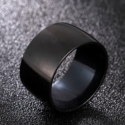 Minimalistischer Titanstahl Breitband Ring Für Damen Herren Polierter Schlichter Geometrischer Fingerring Gold Silber Schwarz Schmuck