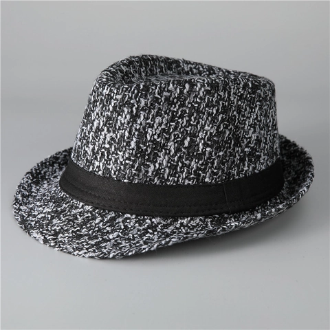 Britisch Retro Nylon Baumwolle Mischung Filzhut Für Damen Herren Herbst Winter Warm Tweed Jazz Hut Mit Schwarzem Band Dekoration