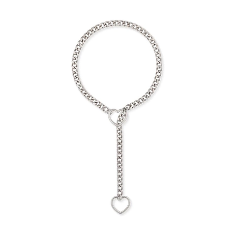 Stainless Steel Heart Y Necklace For Women Punk Gothic Curb Chain Lariat Gold Silver Black Rainbow Heart Lock Jewelry