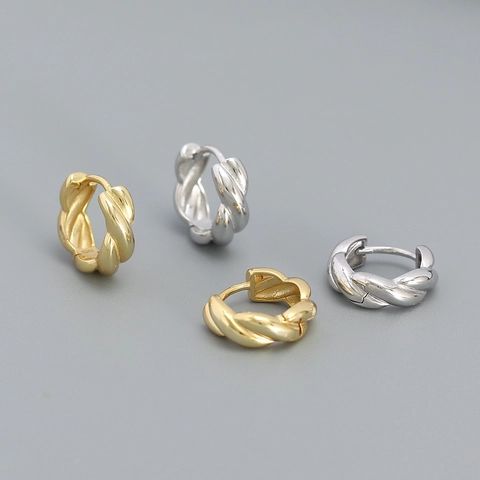 Boucles D'oreilles Créoles Torsadées En Argent Sterling 925 Texture Corde Tressée Boucle D'oreille Ronde Bijoux Pour Femmes