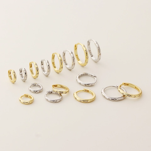 925 Sterling Silver Pave Rhinestone Hoop Earrings For Women Minimalist Geometric Gold Silver Plated Jewelry Gift