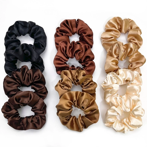 Satin Scrunchies Elastic Hair Ties Satin Solid Color Soft Hair Ropes Vintage Accessories For Women Girls