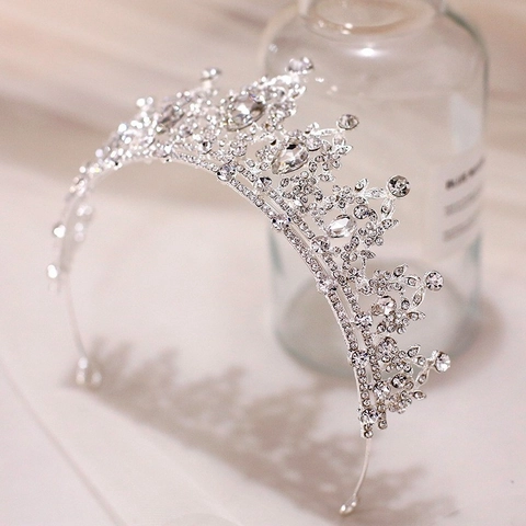 Barock Silber Legierung Strass Tiara Krone Hochzeit Geburtstag Abschlussball Funkelnder Haarschmuck