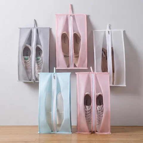 Shoe Storage Bag Waterproof PEVA Dustproof Zipper Portable Travel Pouch Translucent Window Organizer Home