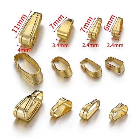 Stainless Steel Pinch Bails Pendant Connectors Smooth Stamped DIY Jewelry Making Findings Necklace Link Accessories