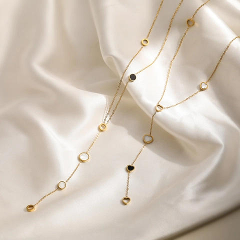 Edelstahl Herz Anhänger Y-Form Halskette Für Damen Vergoldet Geometrisch Rund Drop Künstliche Perle Schmuck Geschenk
