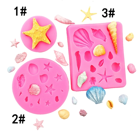 Sea Shell Starfish Silicone Mold Ocean Theme Fondant Cake Decorating Tool DIY Chocolate Baking Mold Heat Resistant