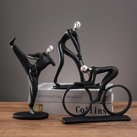 Moderne Sport Atleet Figuur Hars Abstract Speler Sculptuur Bureau Huis Kantoor Decoratie Ornament