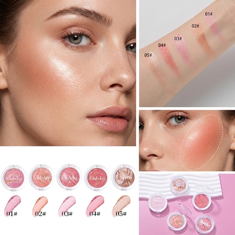 Blush Marbré Cuit Poudre Enlumineur Nacré Éclat Du Visage Rouge Palette Scintillante Maquillage Longue Durée